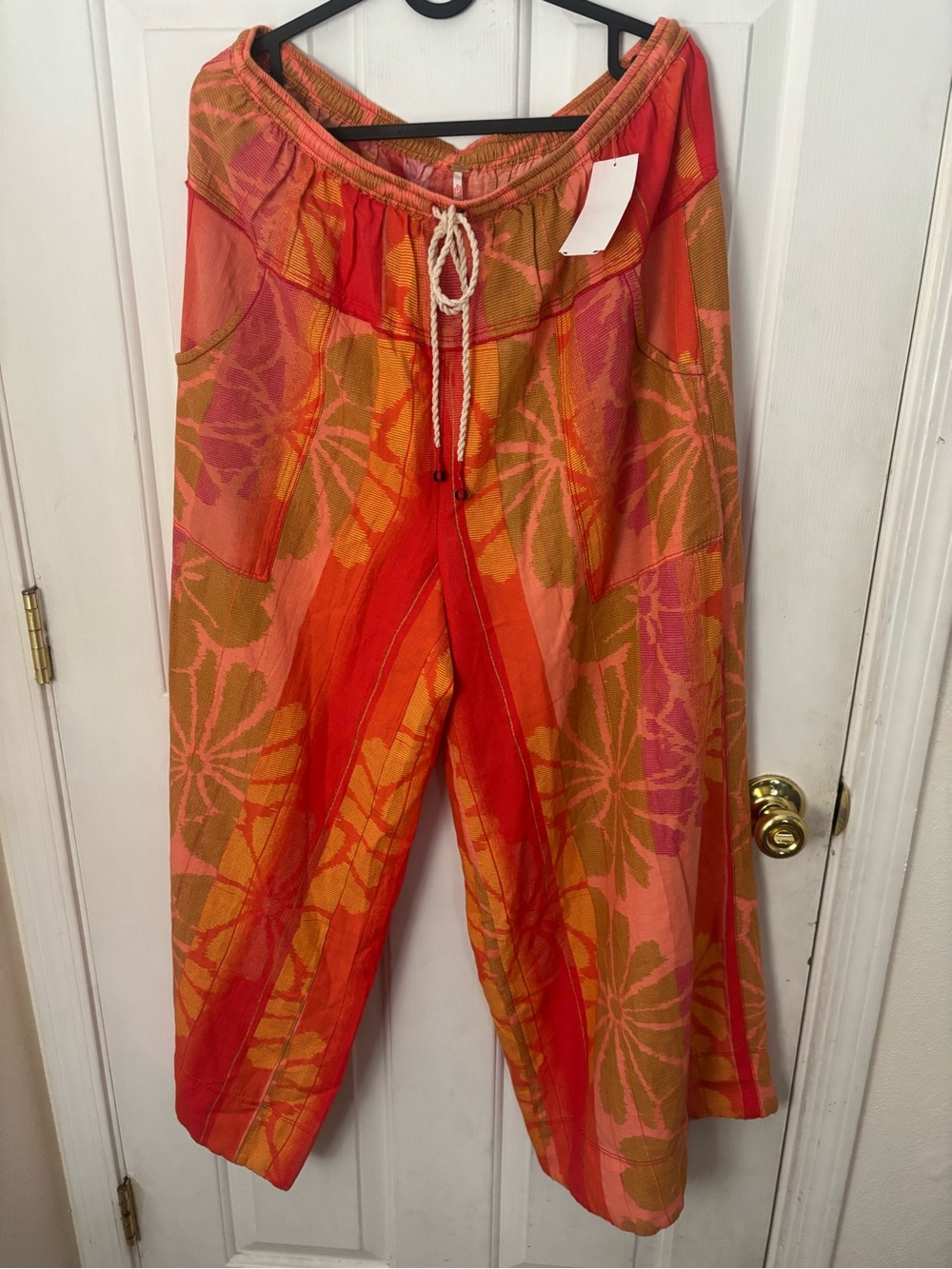 Free People Floral Strapless Wide-Leg pants in Orange and Pink NWOT - Picture 5 of 8